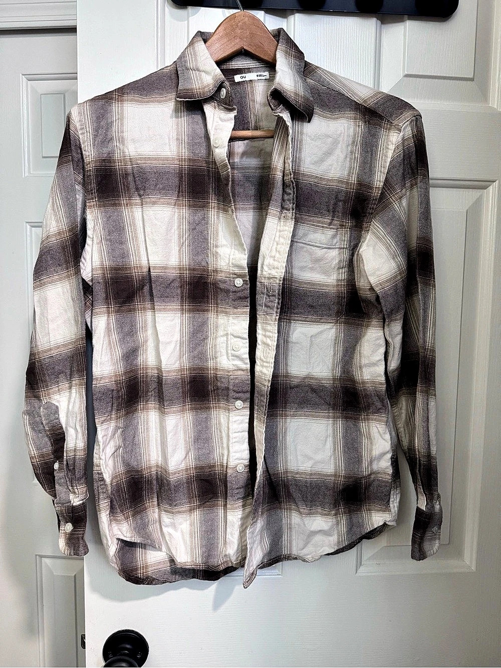 GU Flannel Shirt Checked A Men's Plaid Cotton Shirt Small